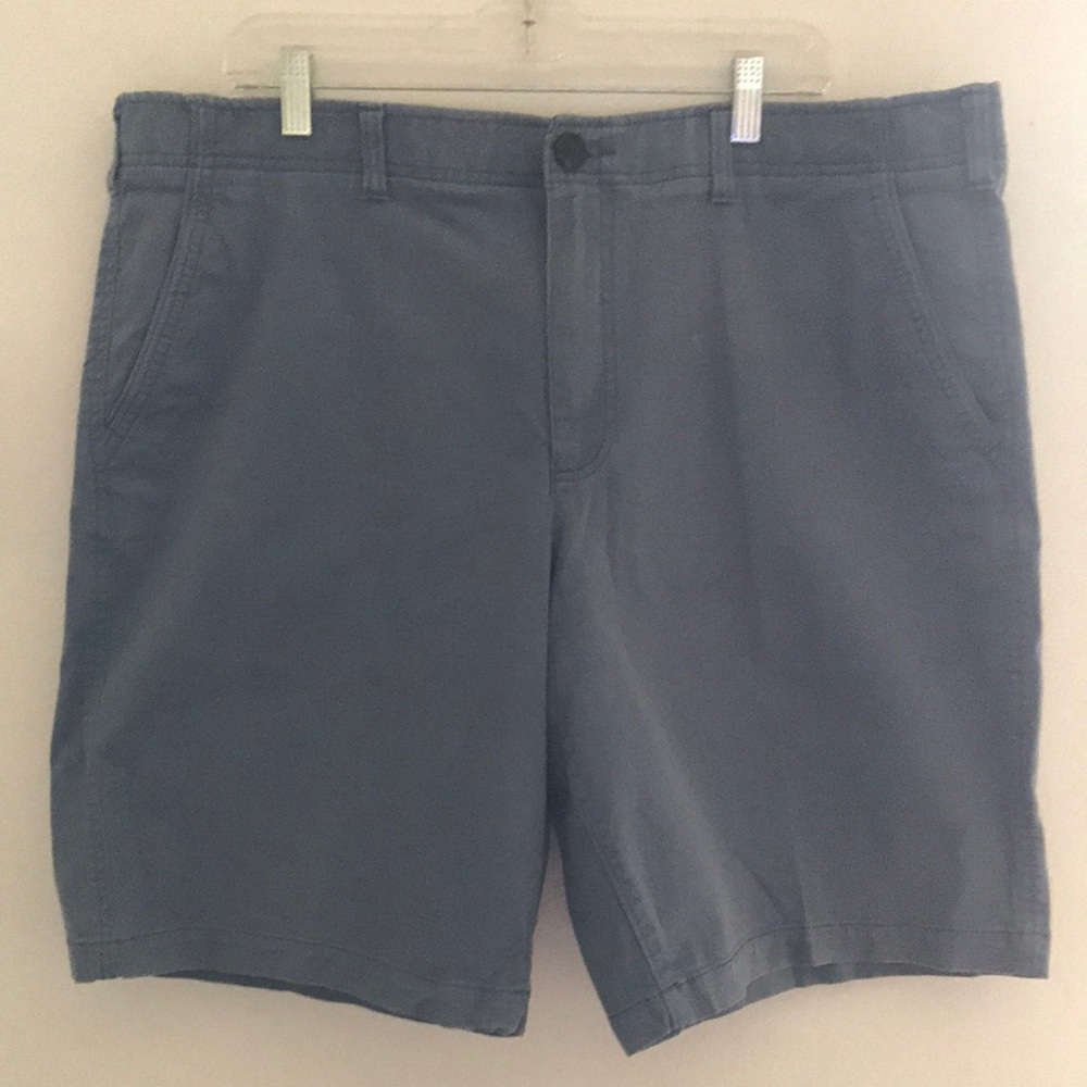 Blue Flat Front Knee-Length Shorts